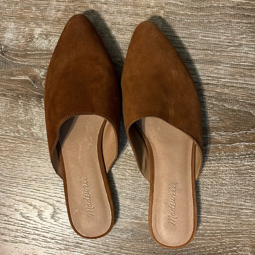 Madewell brown leather slide on mules women’s size 8.5